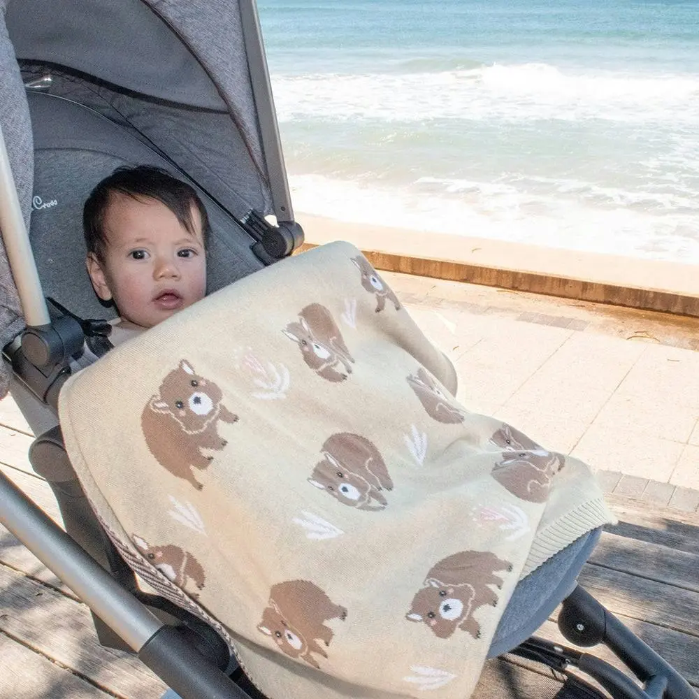 Living Textiles | Australiana Baby Blanket - Wombat/Natural