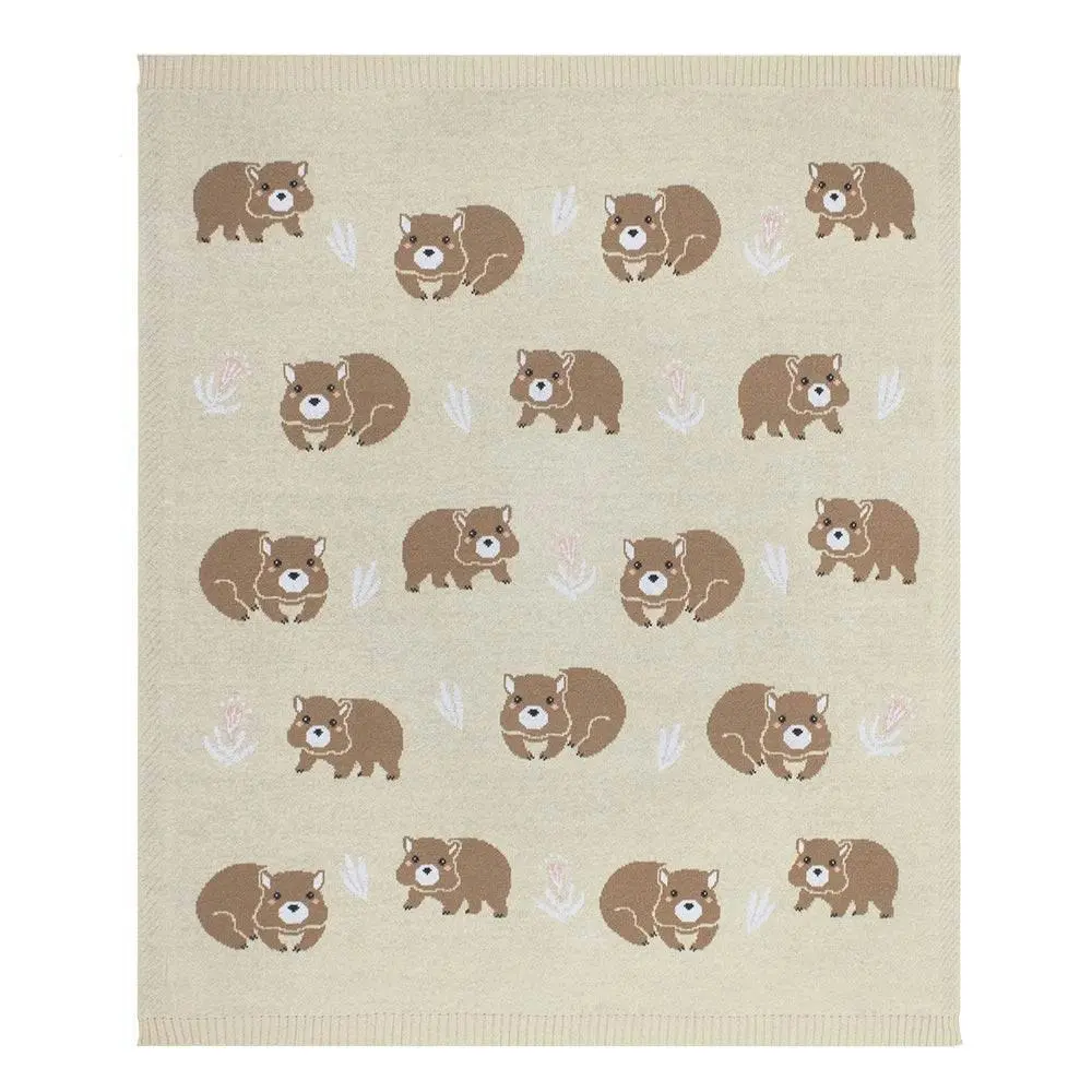 Living Textiles | Australiana Baby Blanket - Wombat/Natural