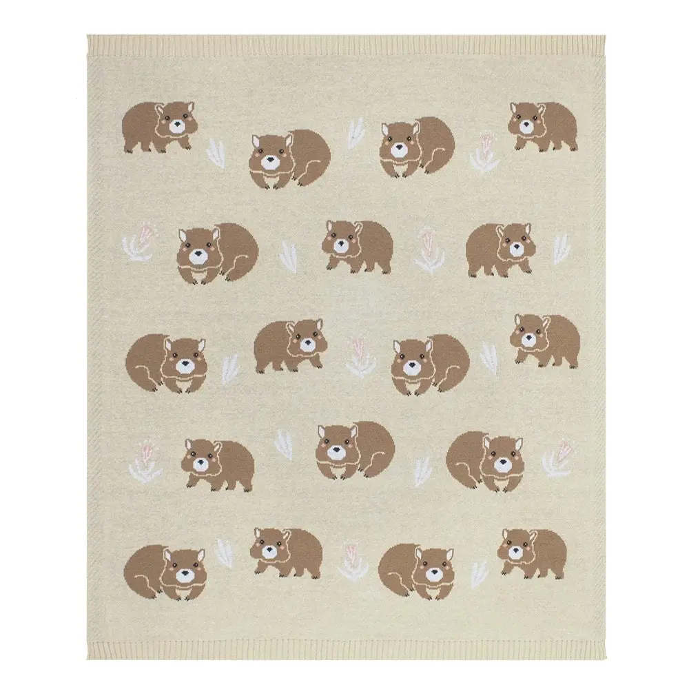 Living Textiles | Australiana Baby Blanket - Wombat/Natural