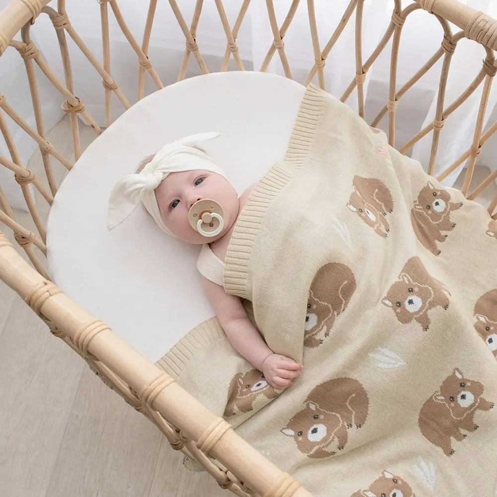 Living Textiles | Australiana Baby Blanket - Wombat/Natural