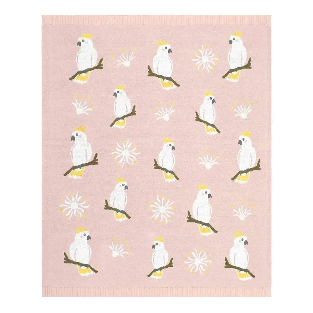 Living Textiles | Australiana Baby Blanket - Cockatoo/Blush