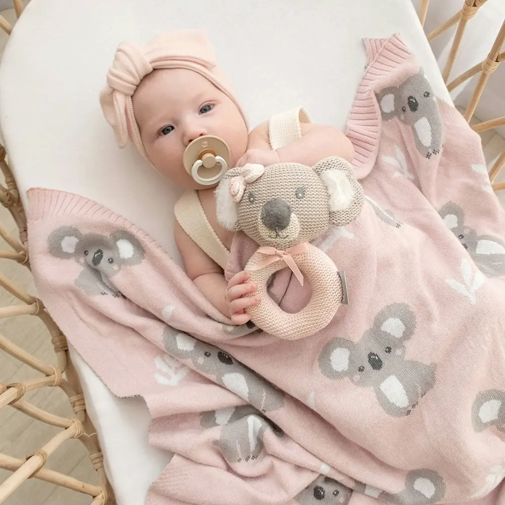 Living Textiles | Australiana Baby Blanket - Koala/Blush