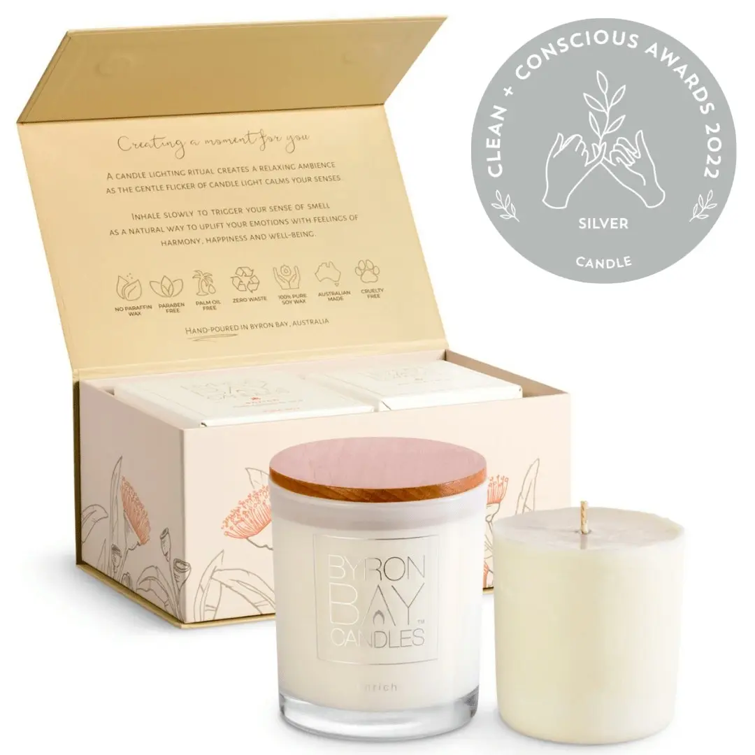 Byron Bay Candles | Scented Pure Soy Candle & Refill Candle Twin Gift Set - Coconut Lime