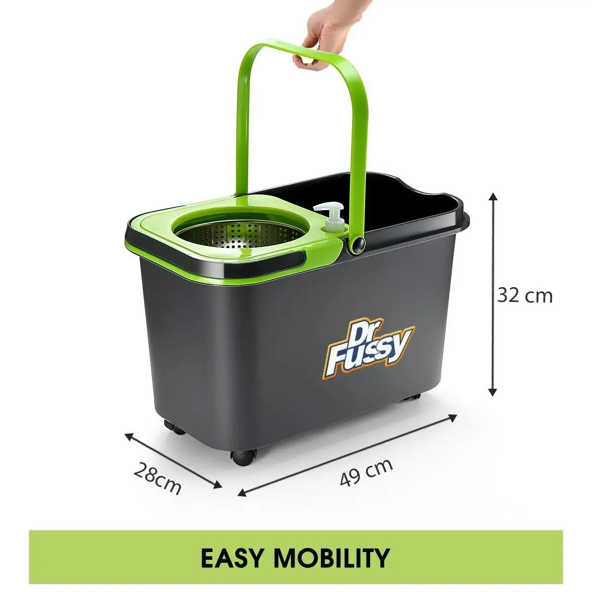 Dr FUSSY Dr. Fussy Mop 360 Degree Spin Drying Basket Including 4 Strong Mop Refills