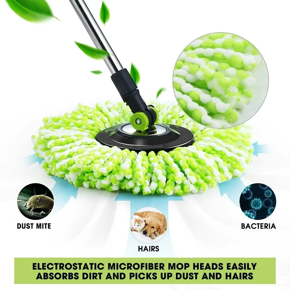 Dr FUSSY Dr. Fussy Mop 360 Degree Spin Drying Basket Including 4 Strong Mop Refills