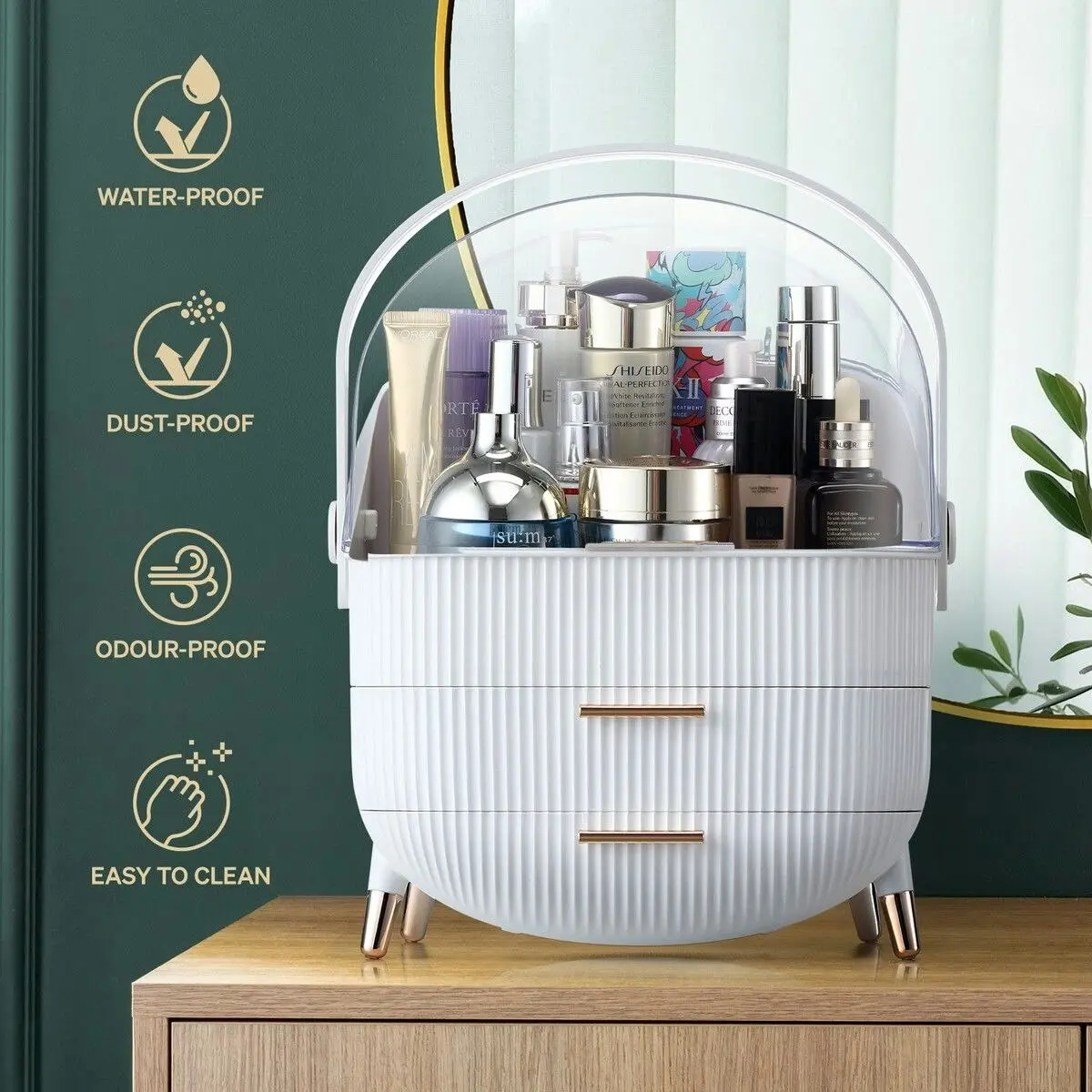 Ausway Makeup Storage Drawer Case Jewellery Box Stand Brush Holder Organiser Cosmetic Lipstick Skincare Display Portable