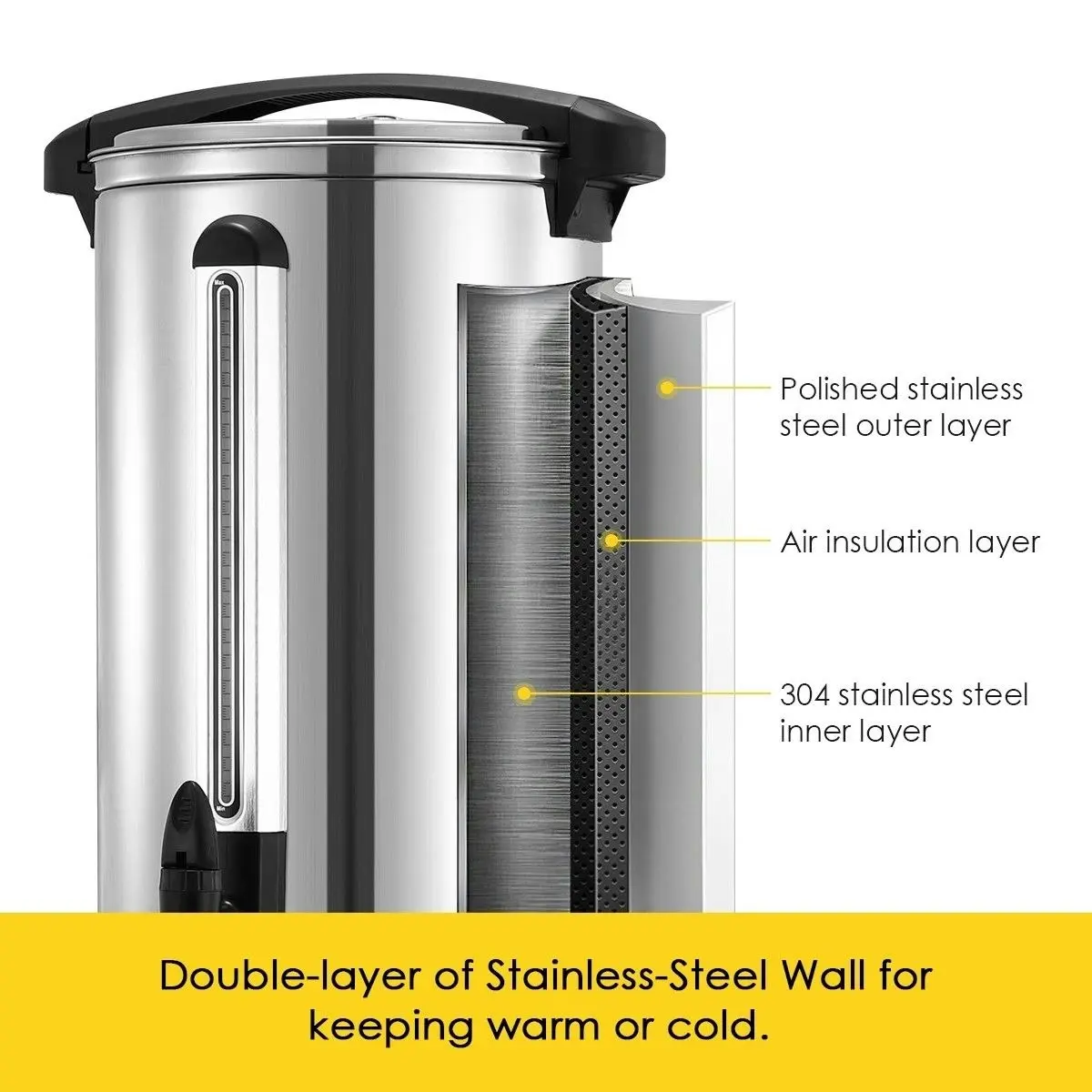 Maxkon  28L Stainless Steel Hot Water Urn 2500W Electric Hot Beverage Dispenser with Boil Dry Protection