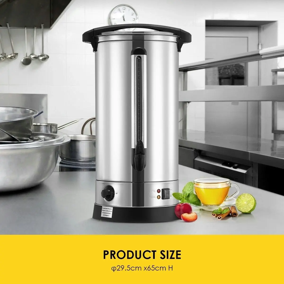 Maxkon  28L Stainless Steel Hot Water Urn 2500W Electric Hot Beverage Dispenser with Boil Dry Protection