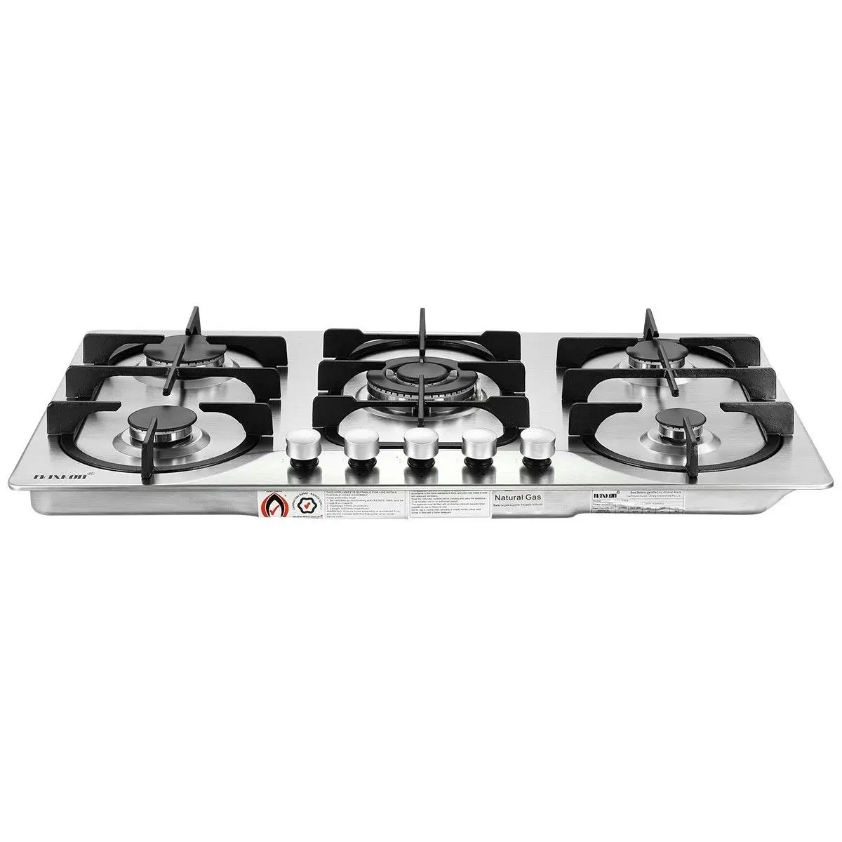 Maxkon 5 Burner Gas Cooktop Hob Stainless Steel Kitchen Gas Stove NG LPG