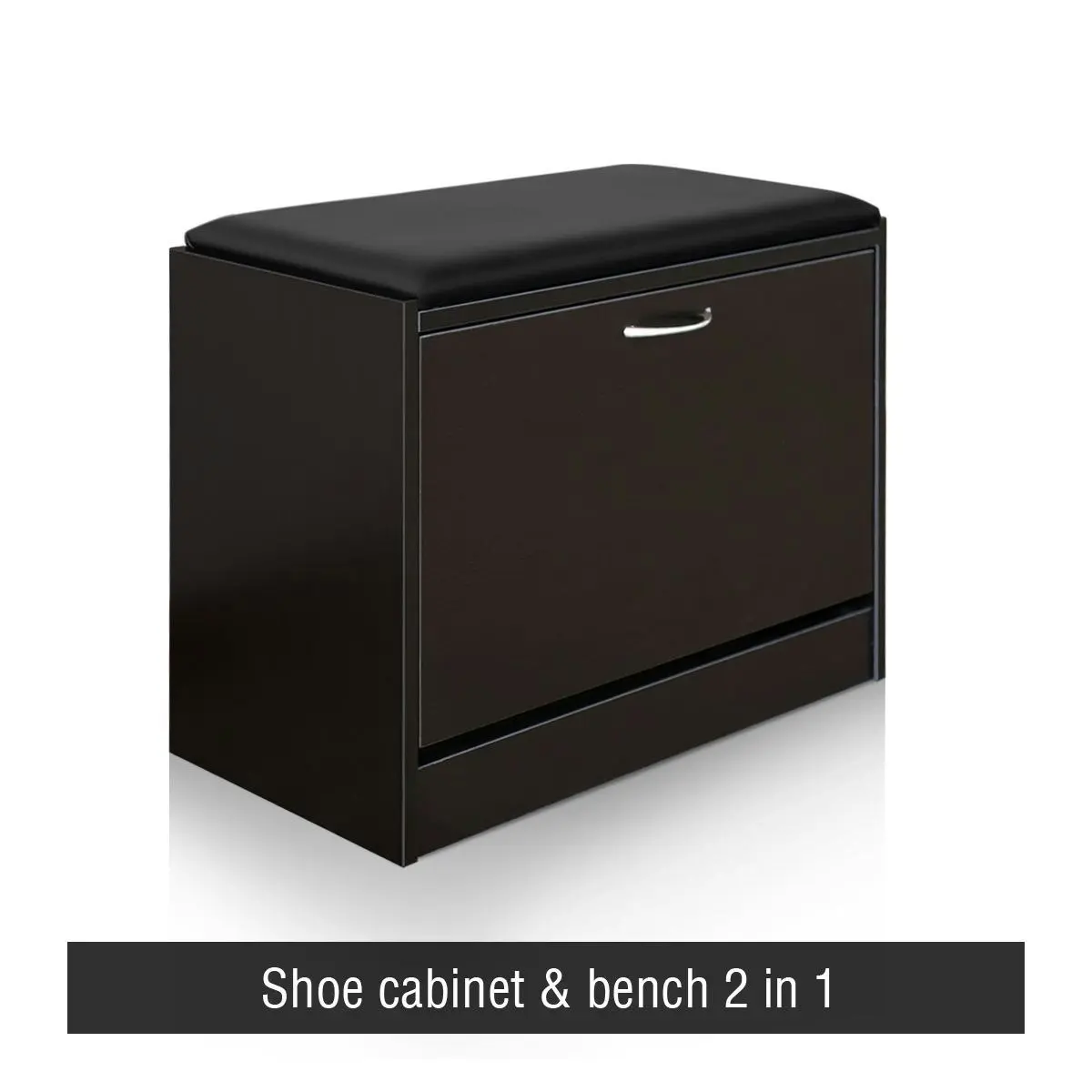 Ausway Black Wooden Shoe Cabinet Fold Organizer