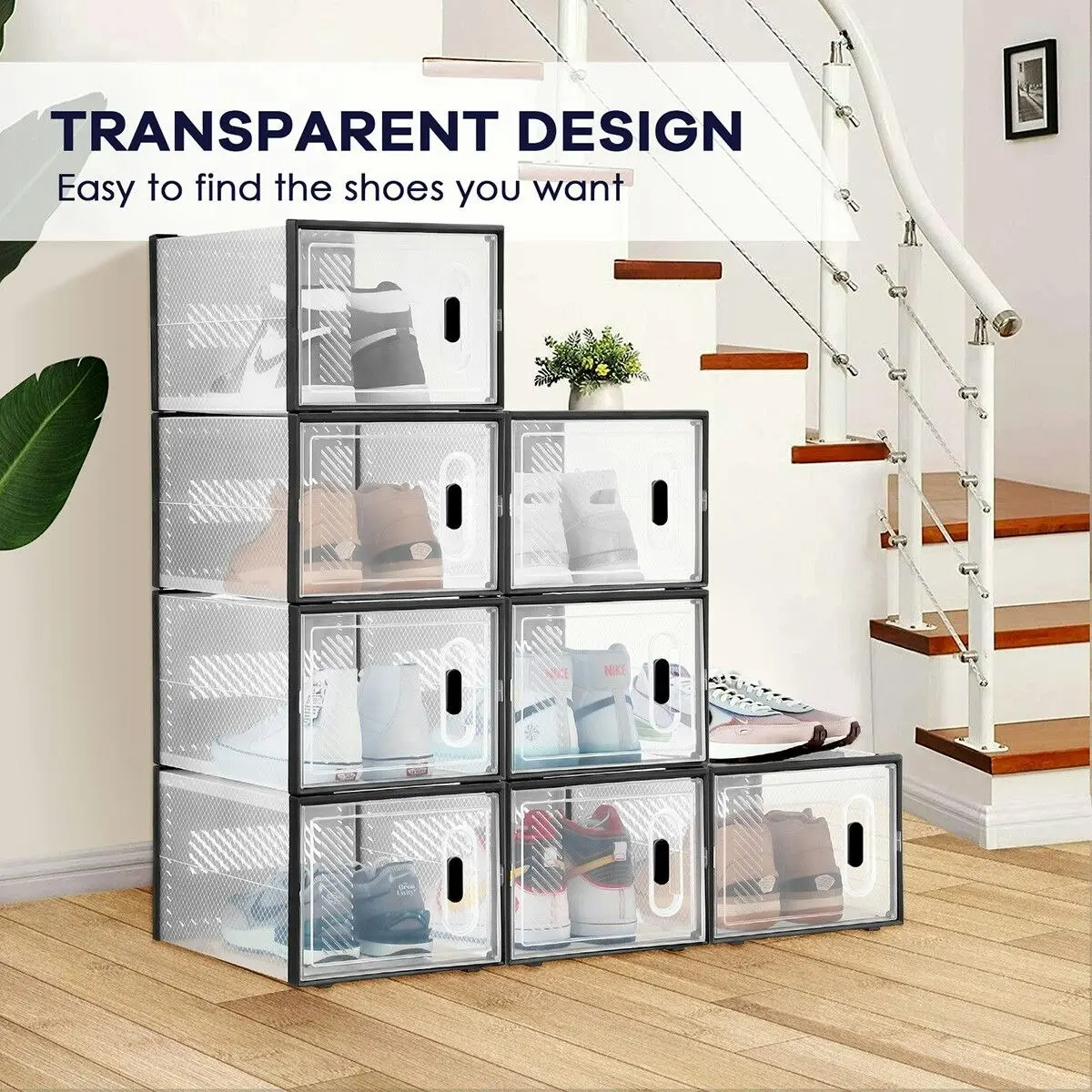 Ausway 24PCS Shoe Box Sneaker Storage Display Case Clear Plastic Boxes Organiser Stackable Extra Large x2