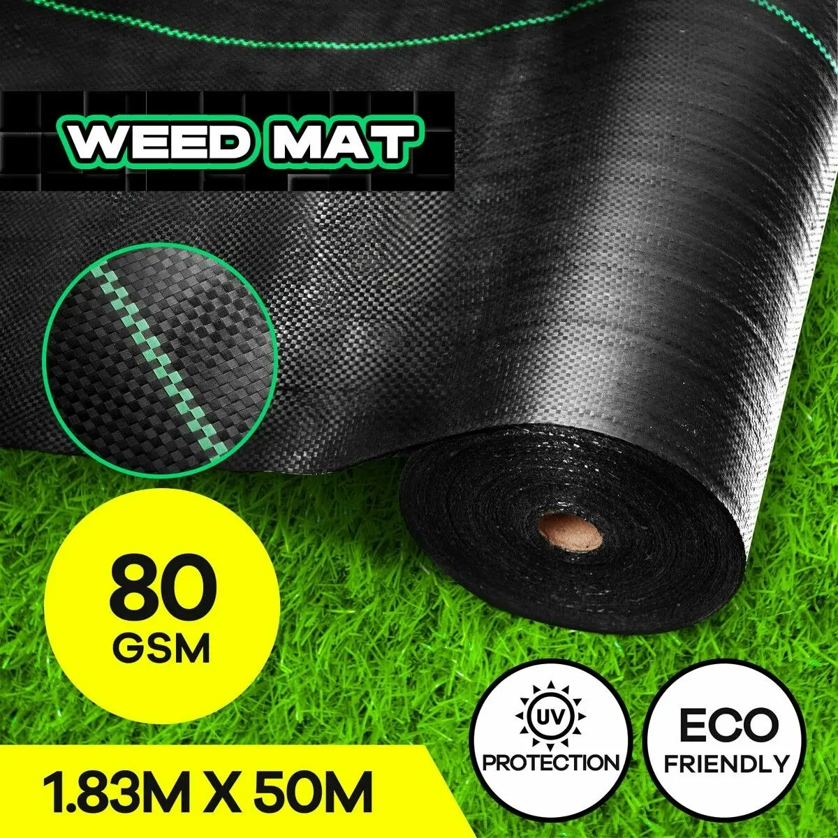 OGL Weed Control Mat Barrier Gardening Ground Cover Landscape Plastic Block Guard 80GSM 1.83 x 50 M