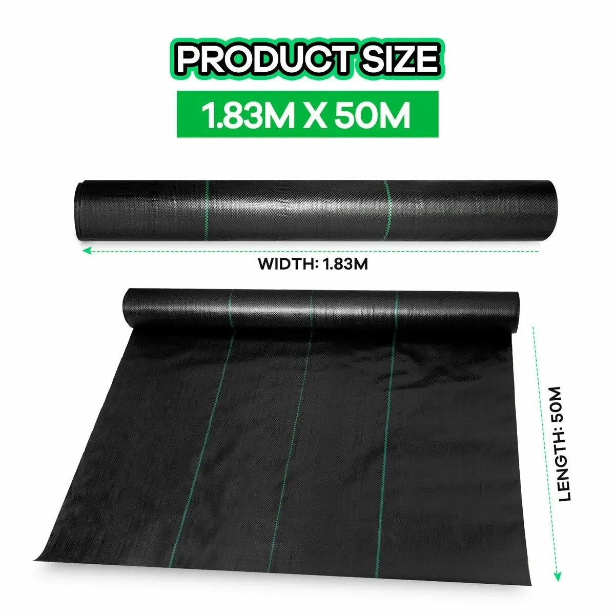 OGL Weed Control Mat Barrier Gardening Ground Cover Landscape Plastic Block Guard 80GSM 1.83 x 50 M