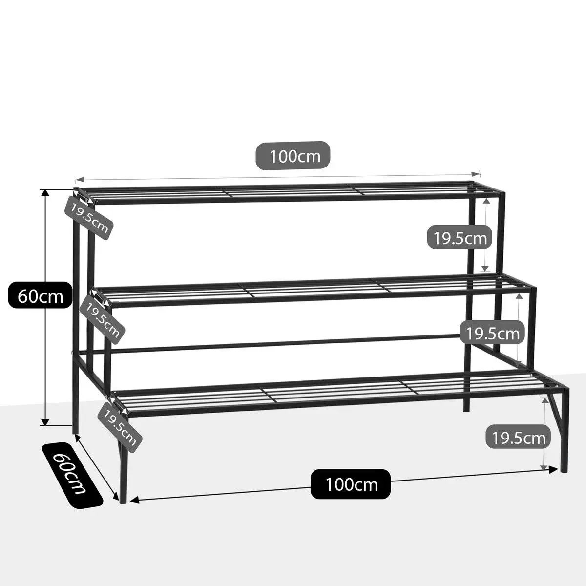 Ausway Plant Stand Black 3 Tiers Metal Flower Shelf Pot Holder Corner Planter Garden Storage Rack Outdoor Indoor Large