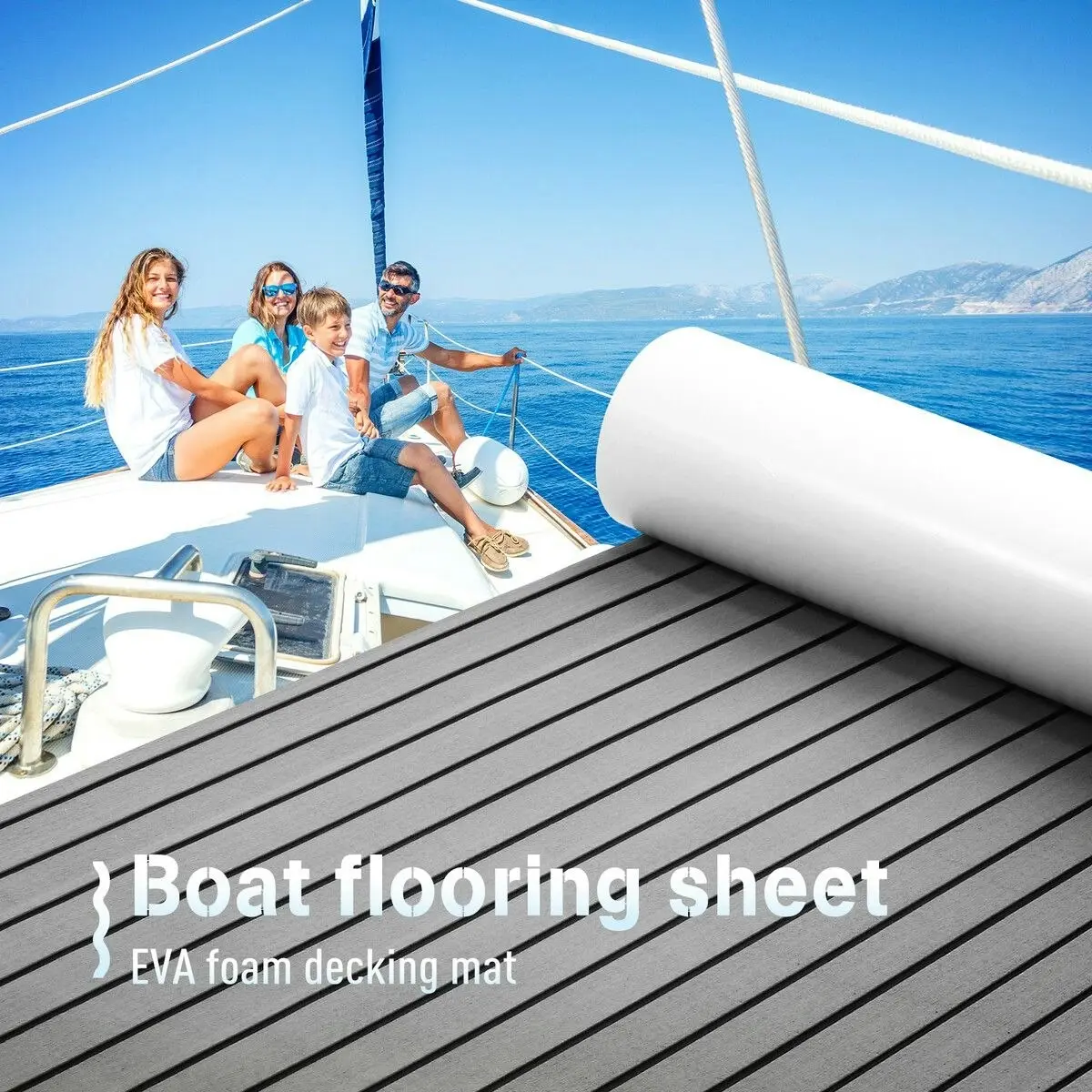 Ausway Marine Carpet Boat Flooring EVA Foam Decking Sheet Matting Non Slip Mat Covering Yacht Pad Dark Grey Bevel Design