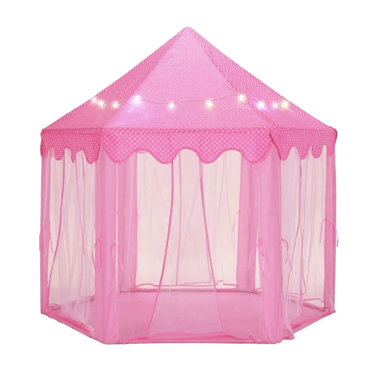 Ausway Kids Princess Castle Play Tent Hexagonal Play House Outdoor Indoor Playhouse Pink