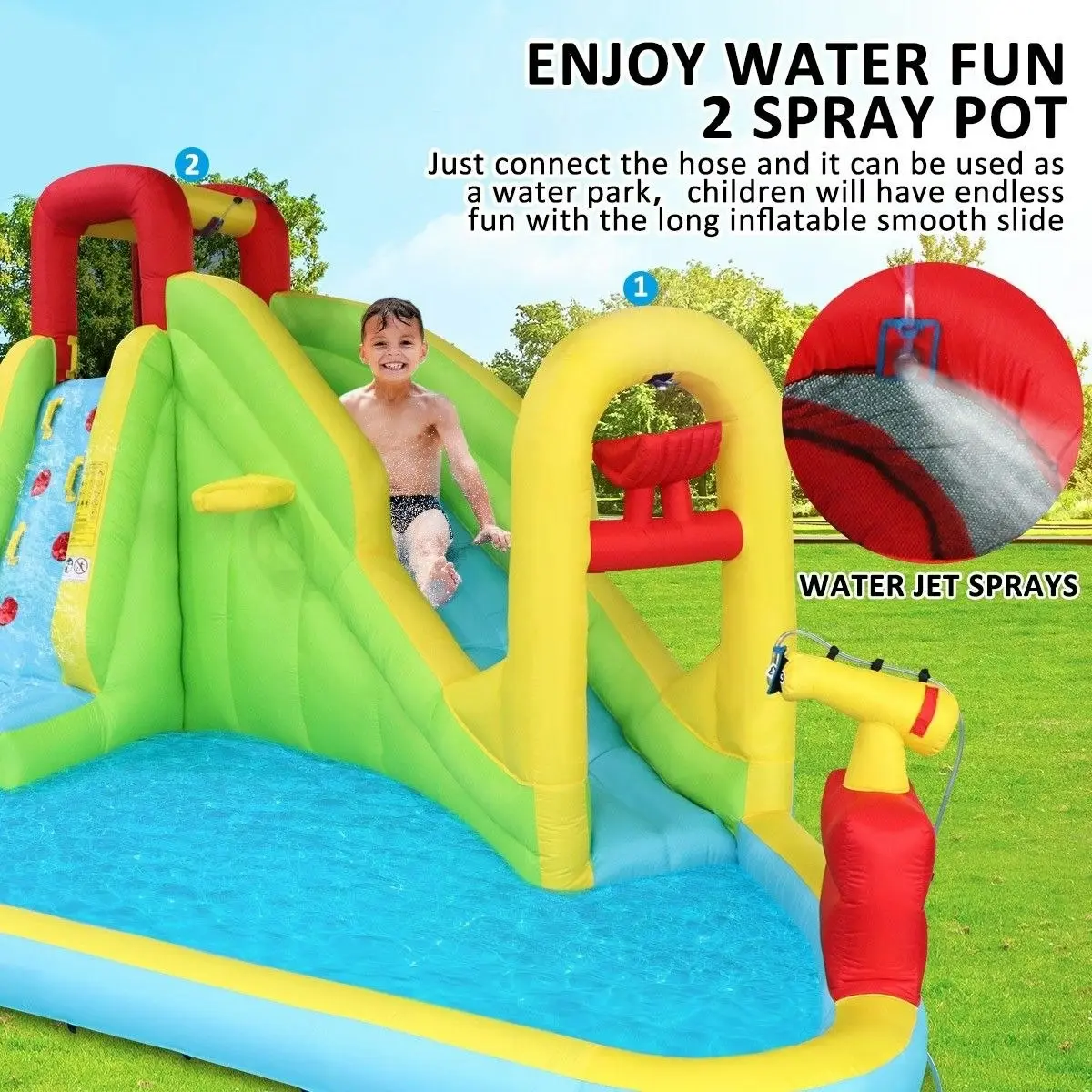 Kidbot Inflatable Water Park Water Slide Jump Castle Pool Outdoor Toy Bouncer Play Centre