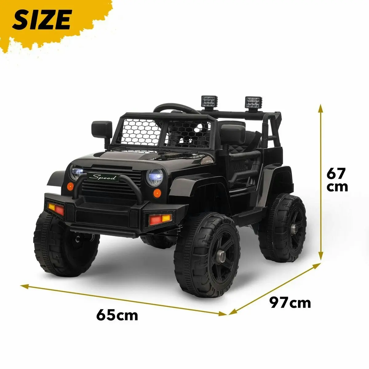 Ausway Kids Electric Car Parental Remote Control Ride On Truck Toy Jeep 12V Vehicle Spring Suspension LED AUX Port Black