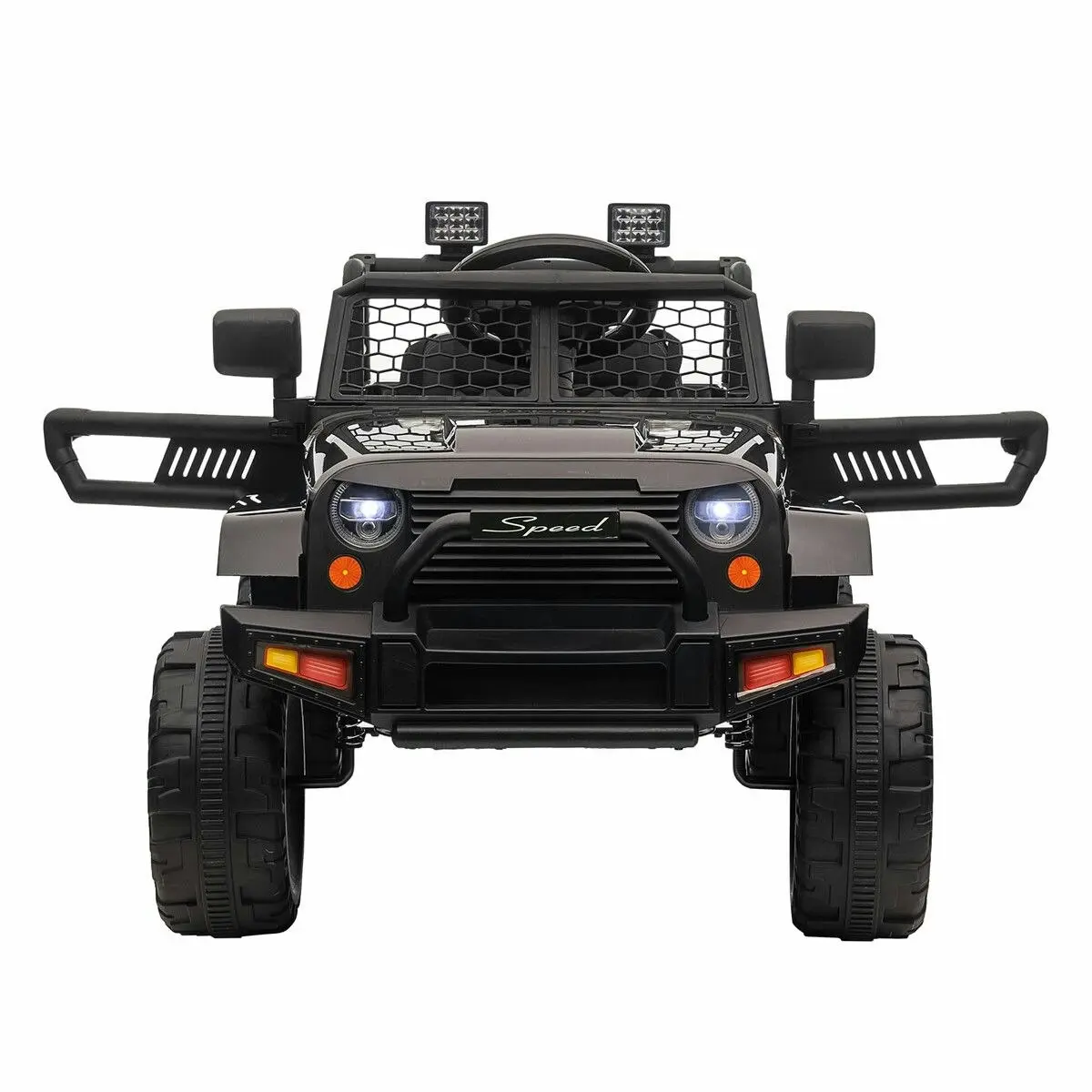 Ausway Kids Electric Car Parental Remote Control Ride On Truck Toy Jeep 12V Vehicle Spring Suspension LED AUX Port Black