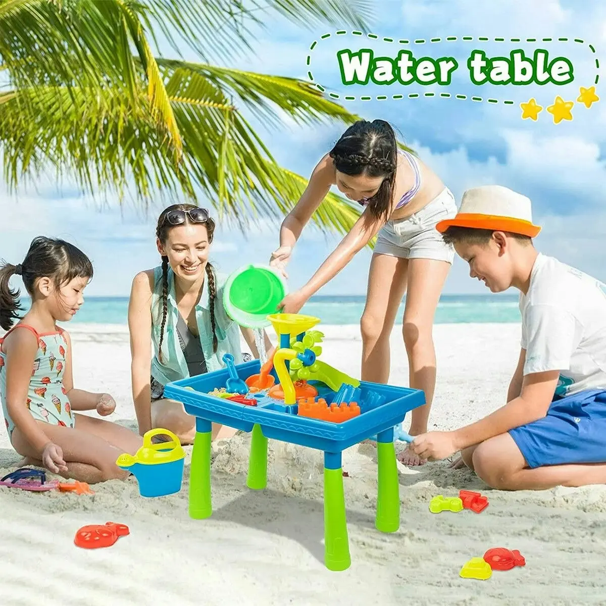 Ausway 2in1 Water Sand Table Kid Sandpit Beach Play Swimming Pool Toys Outdoor Activity Pretend Set