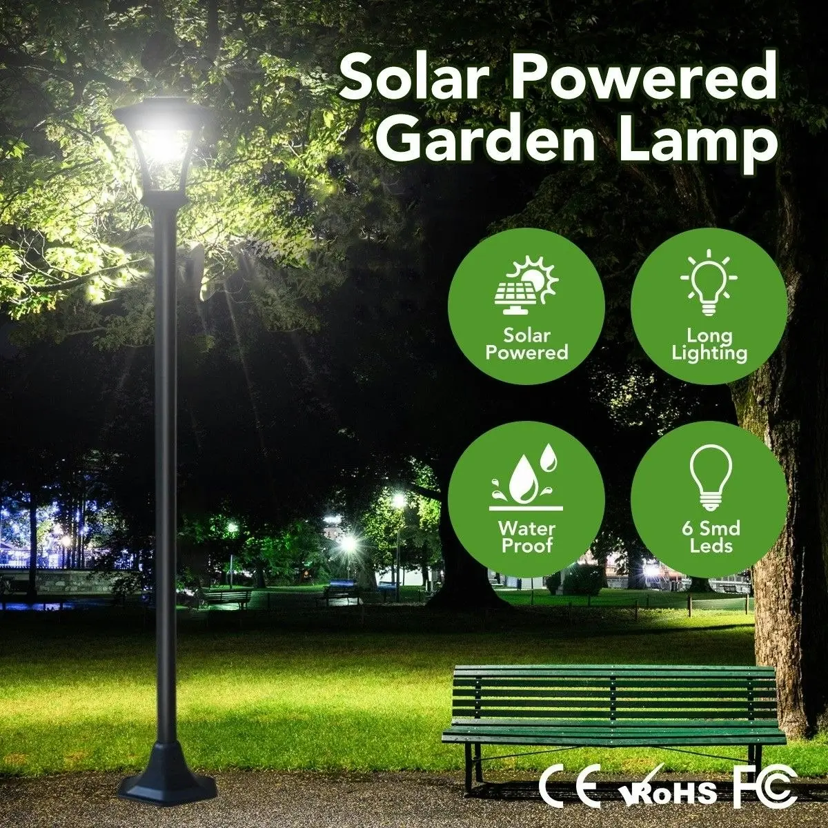 Ausway Deluxe Outdoor Solar Lights Garden Lamp Post