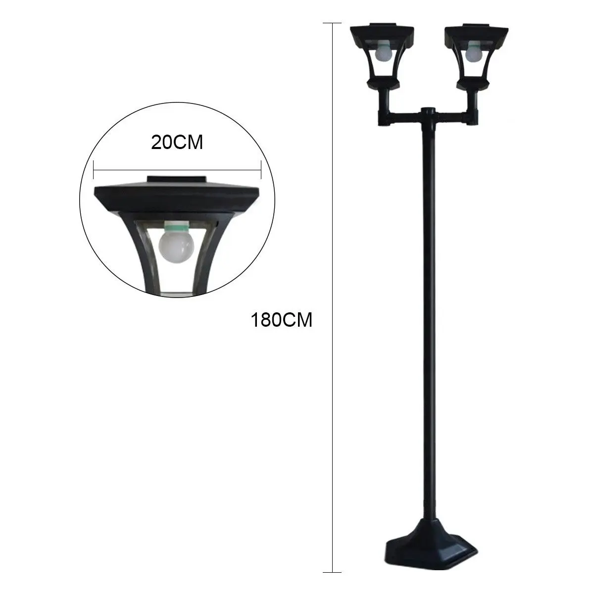 Ausway Deluxe Outdoor Solar Lights Garden Lamp Post with Double Lamp X2