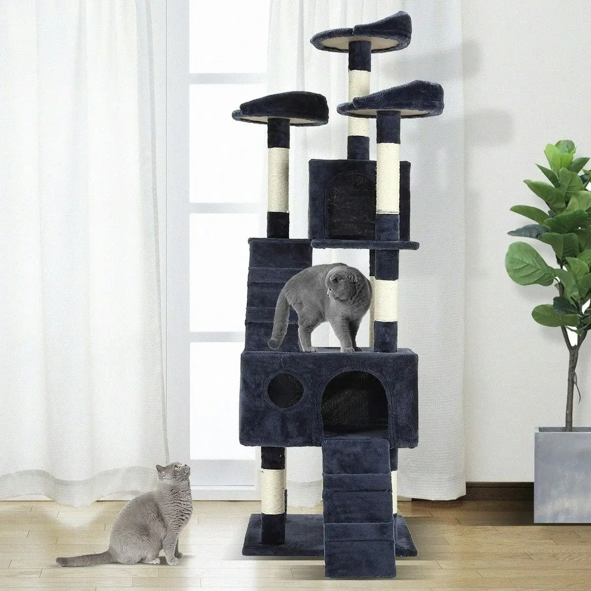 Pet Scene Cat Scratching Post Climbing Tree Pole Tower Gym Playhouse Condo Sisal Scratcher Perch Center 171cm Tall XL