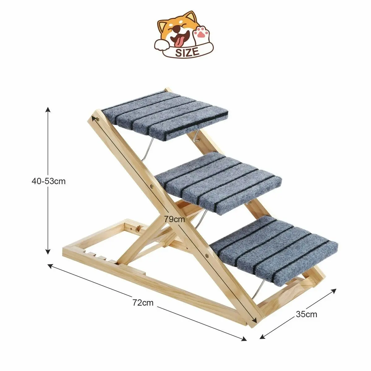 Pet Scene Dog Pet Ramp Stair 3 Steps for Bed Car Couch Sofa Puppy Cat Ladder Folding 4 Height Adjustable Portable 2 in 1 Indoor Outdoor