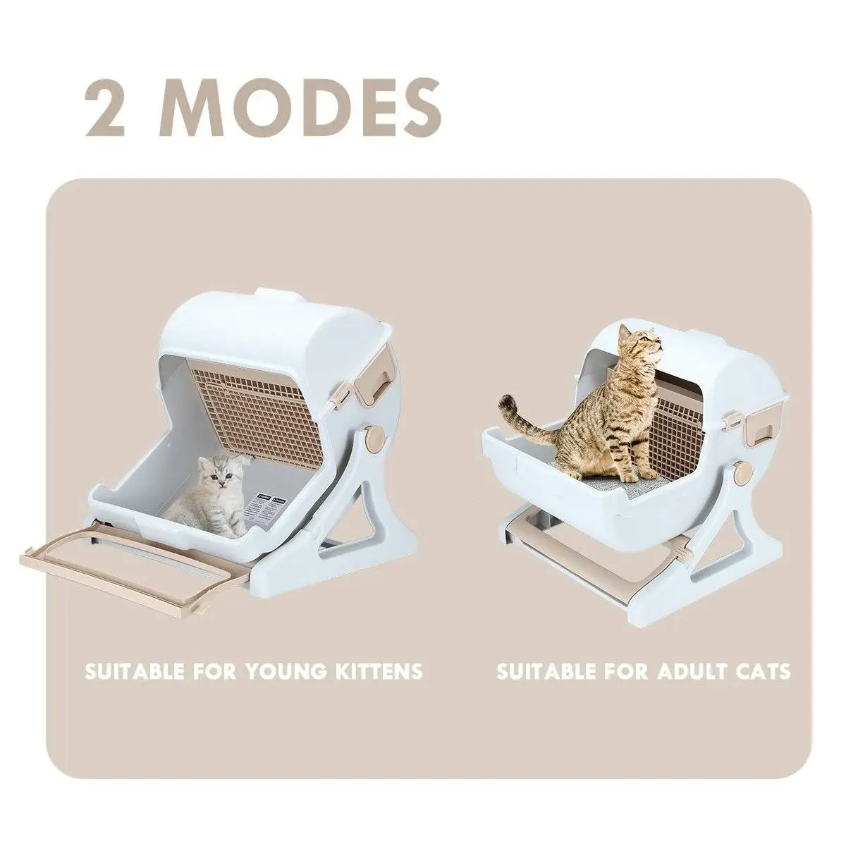 Pet Scene Cat Litter Box Large Hooded Tray Kitty Semi Automatic Toilet Pet Furniture Training