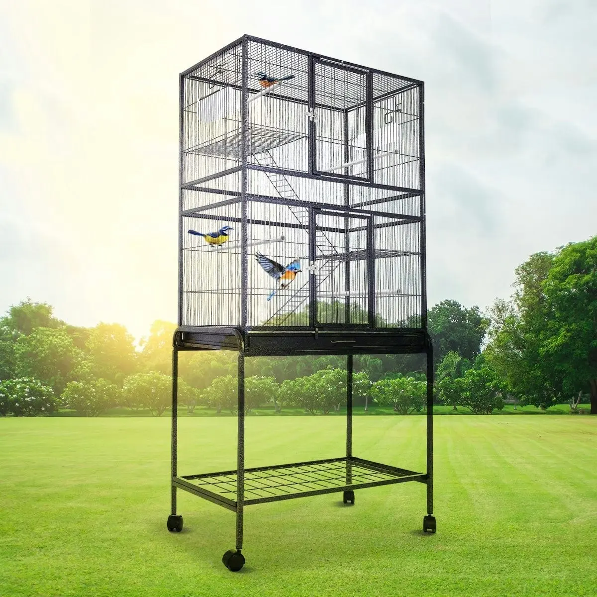 Ausway Large Space Cage on Wheels for Birds Parrot