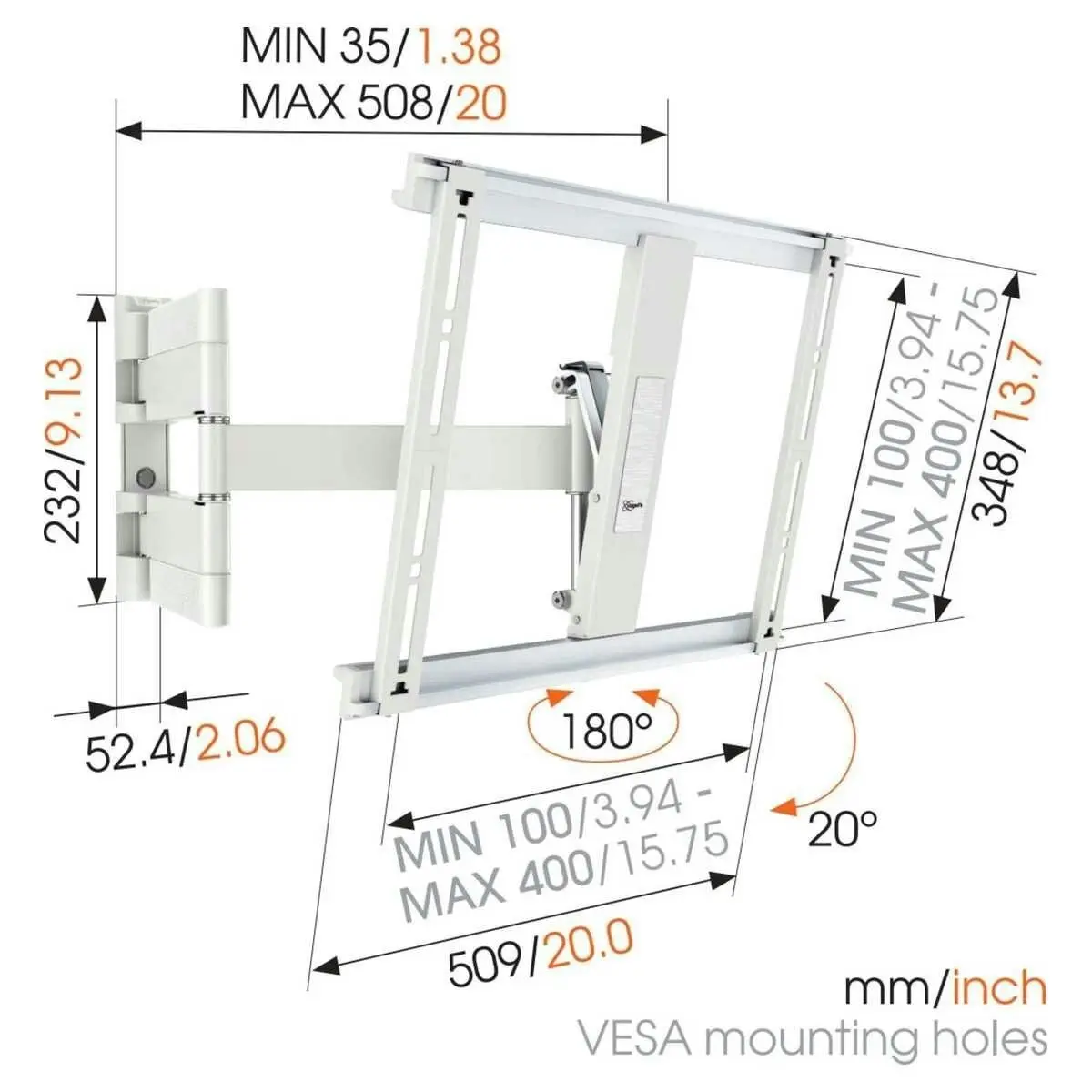 Vogel's Extra Thin Full Motion TV Wall Mount For 26 to 55 TVs White