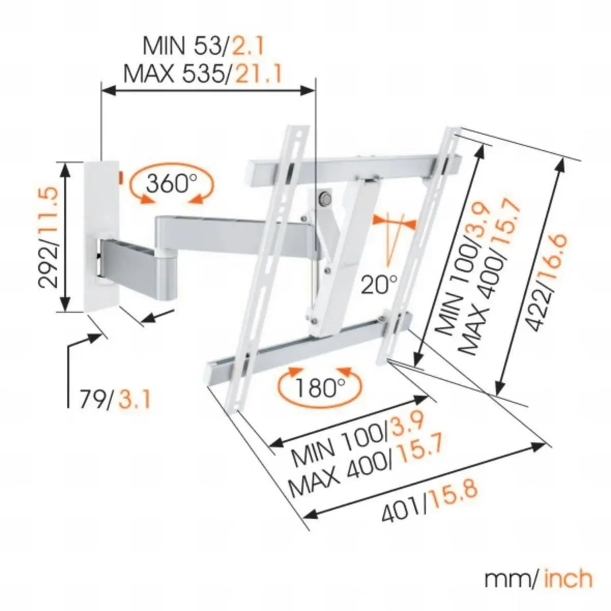 Vogel's Full-Motion TV Wall Mount For 32 to 55 Inch TVs White