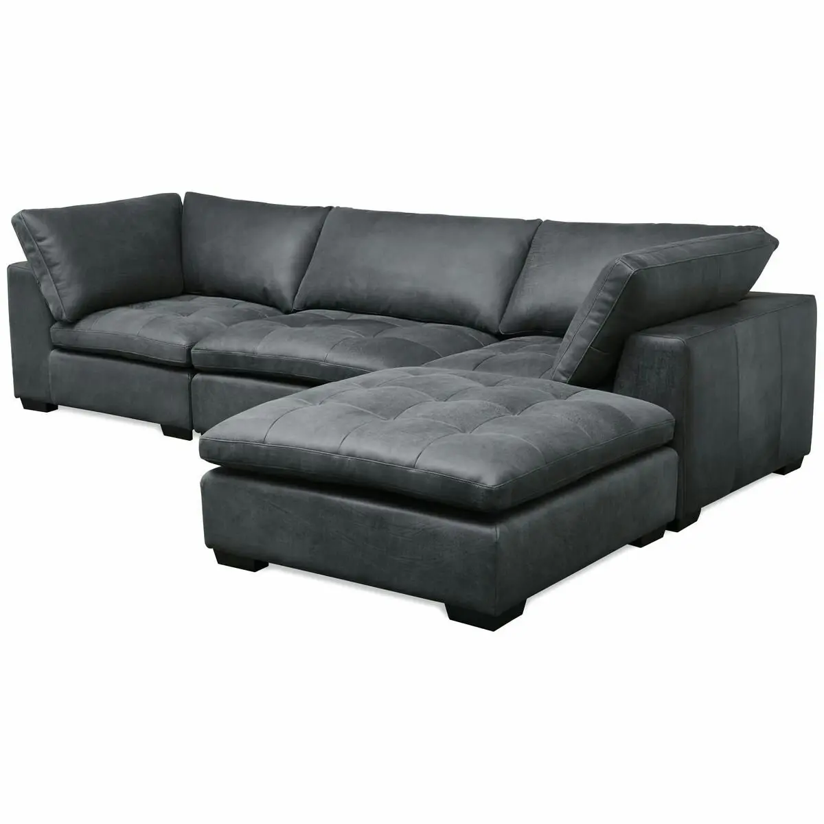 Kalona Milan Three Seater Charcoal Leather Lounge