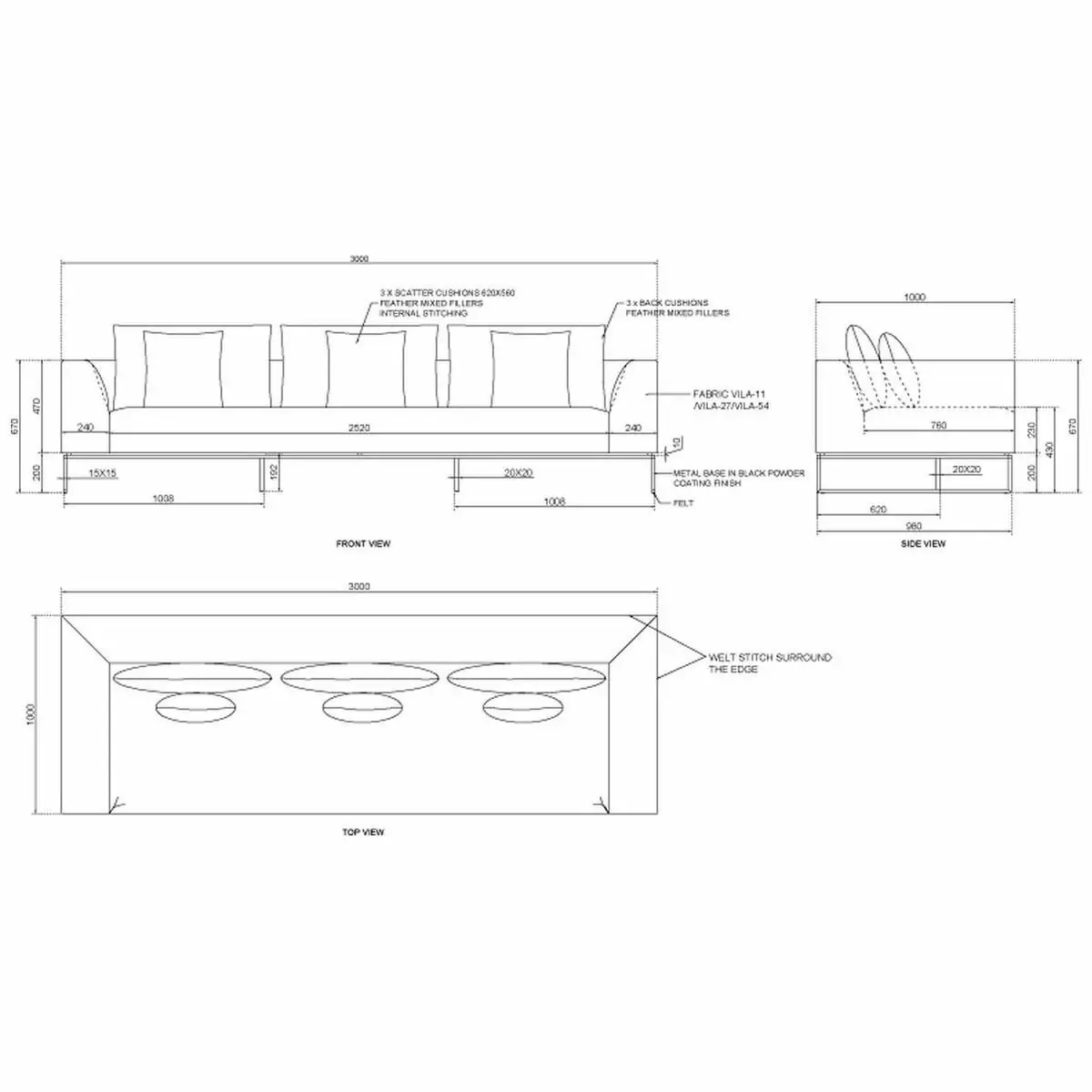 Kalona VAEROY Four Seater Sofa Cloud