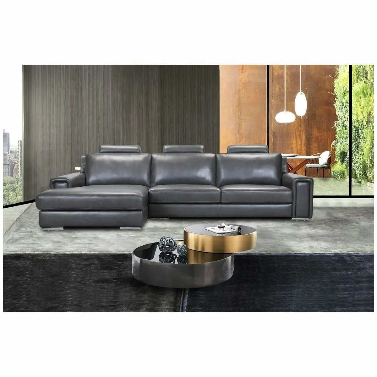 Kalona Ahlbeck Anthracite Three Seater Right Facing Chaise Sofa