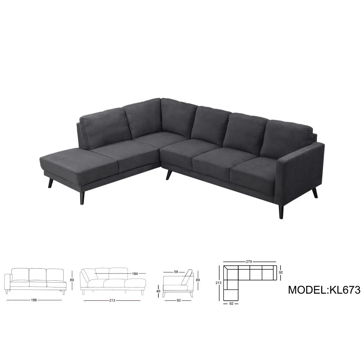 Ostro Furniture Ostro Mason 4 Seater Chaise Sofa