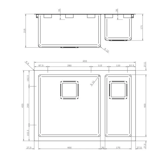 Barazza Cubo 1 and 1/3 Bowl Sink