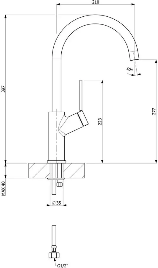 Oliveri Vilo Goose Neck Mixer Tap