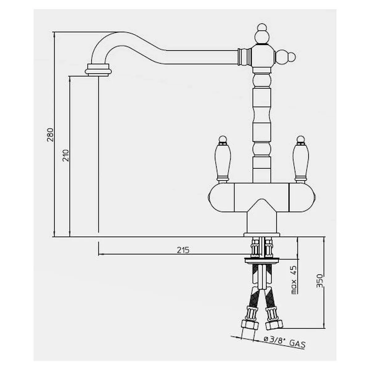 Turner Hastings Franc s Twin Mixer Tap Brushed Nickel