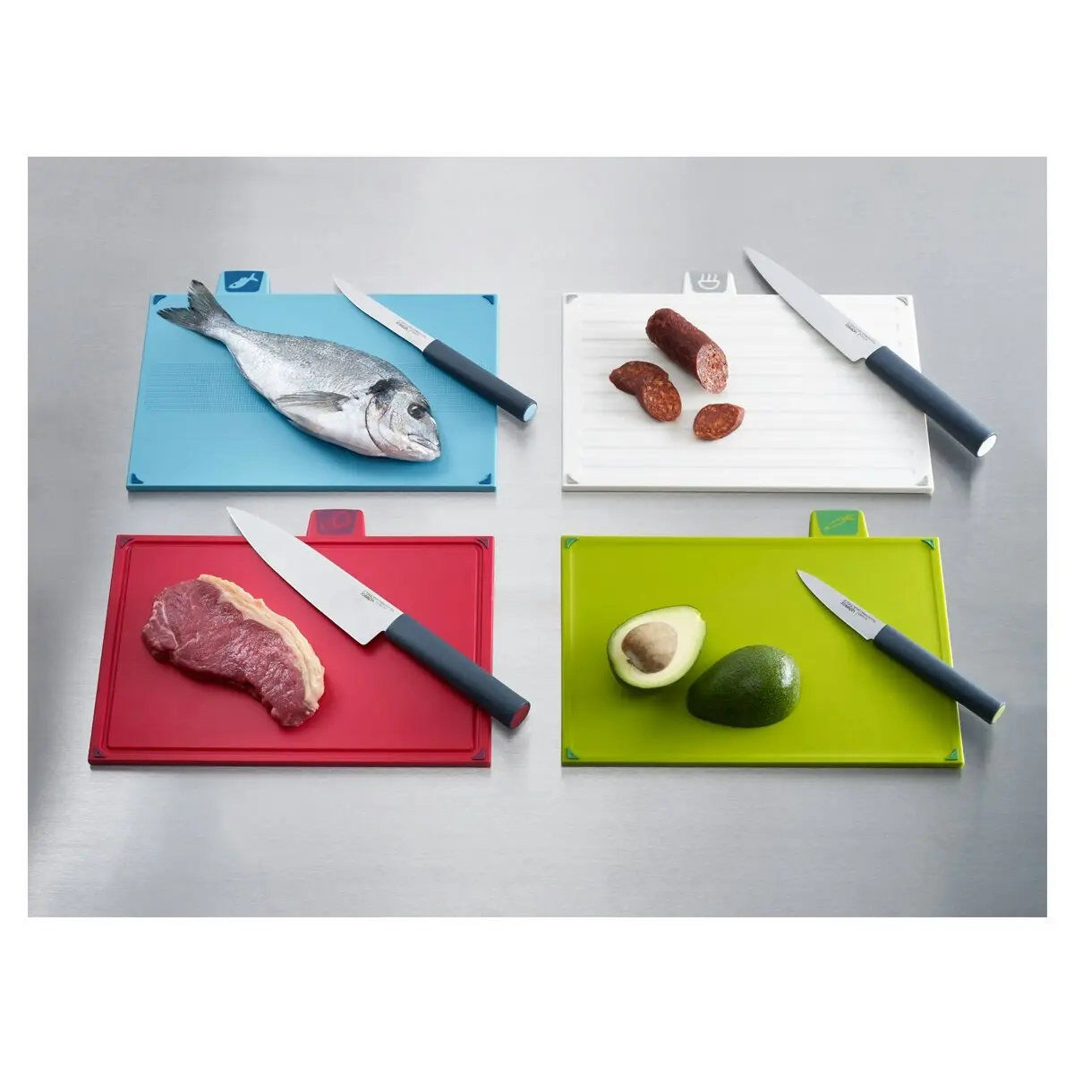 Joseph Joseph Index Chopping Board Set and Elevate Chef's Knife