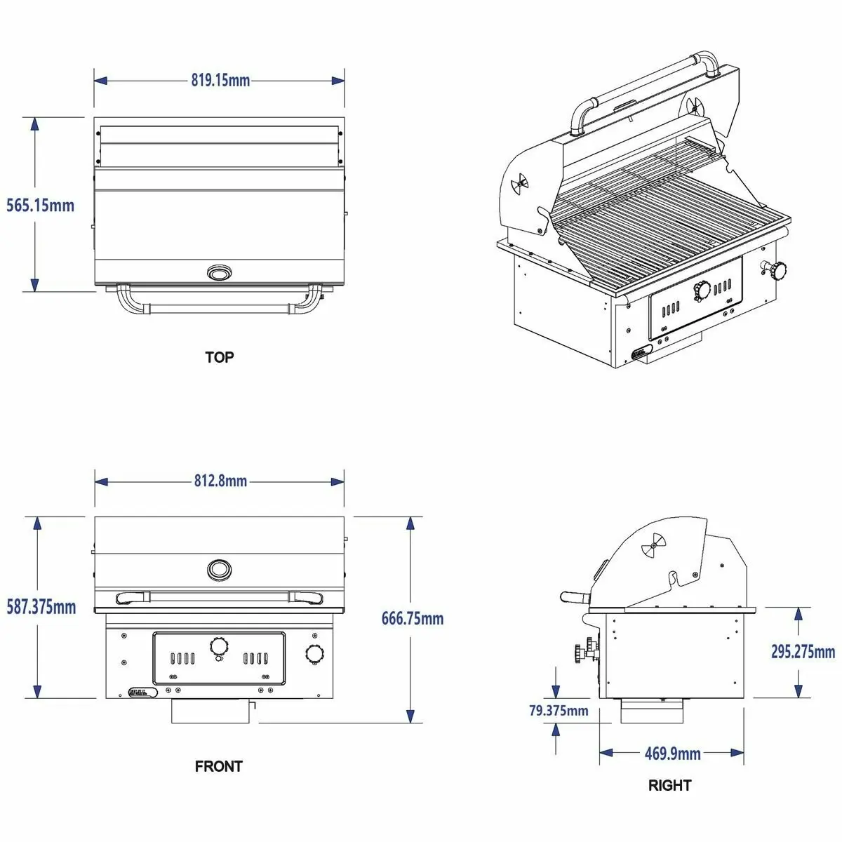 Bullet Bison Charcoal Grill Built-In BBQ