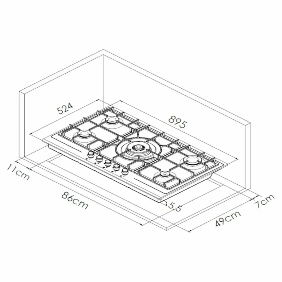 Beko 90cm Black Glass Gas Cooktop