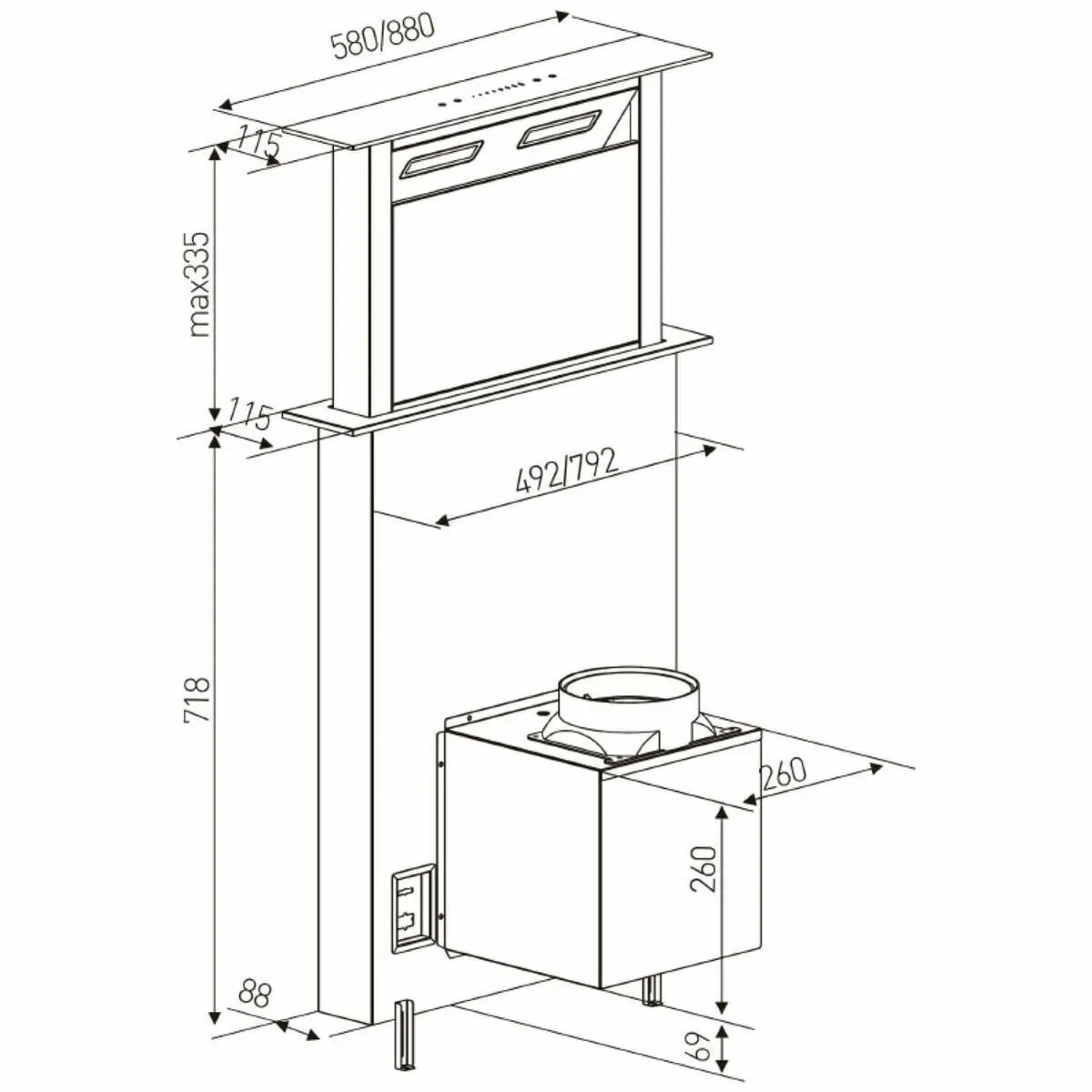 Linarie 90cm Downdraft Extractor Rangehood