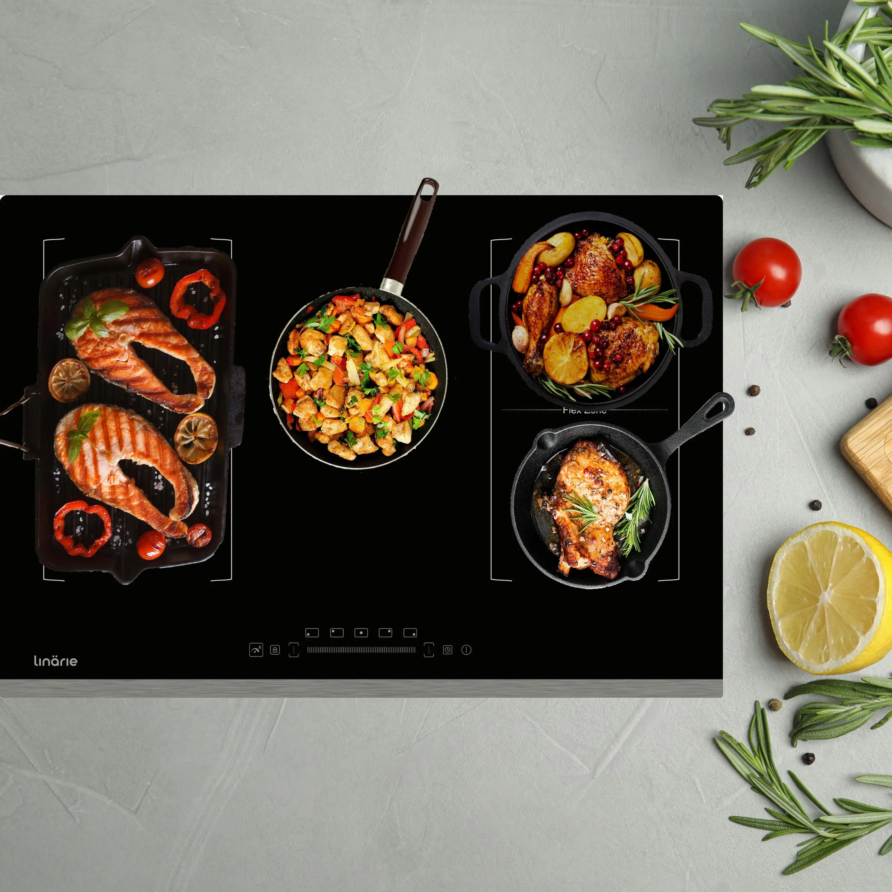 Linarie 77cm 4 Zone Induction Double Flex Zone Cooktop