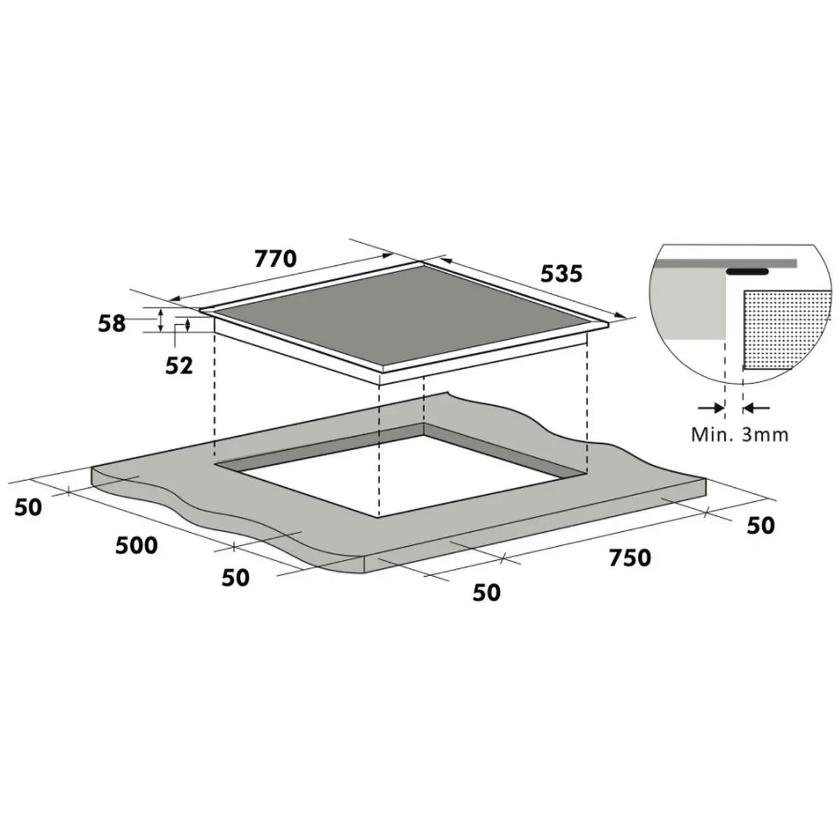 Linarie 77cm 4 Zone Induction Double Flex Zone Cooktop