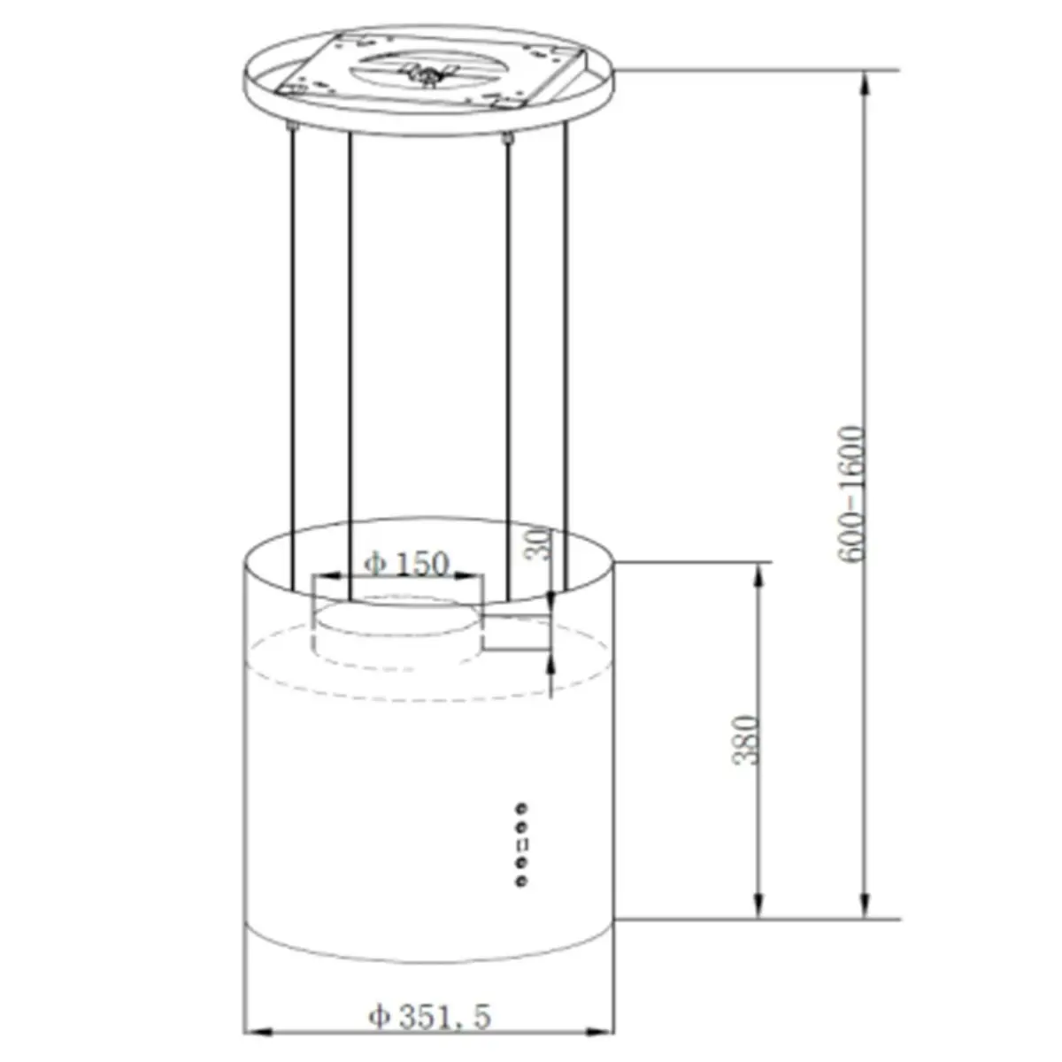 Linarie 35cm Tube Island Rangehood