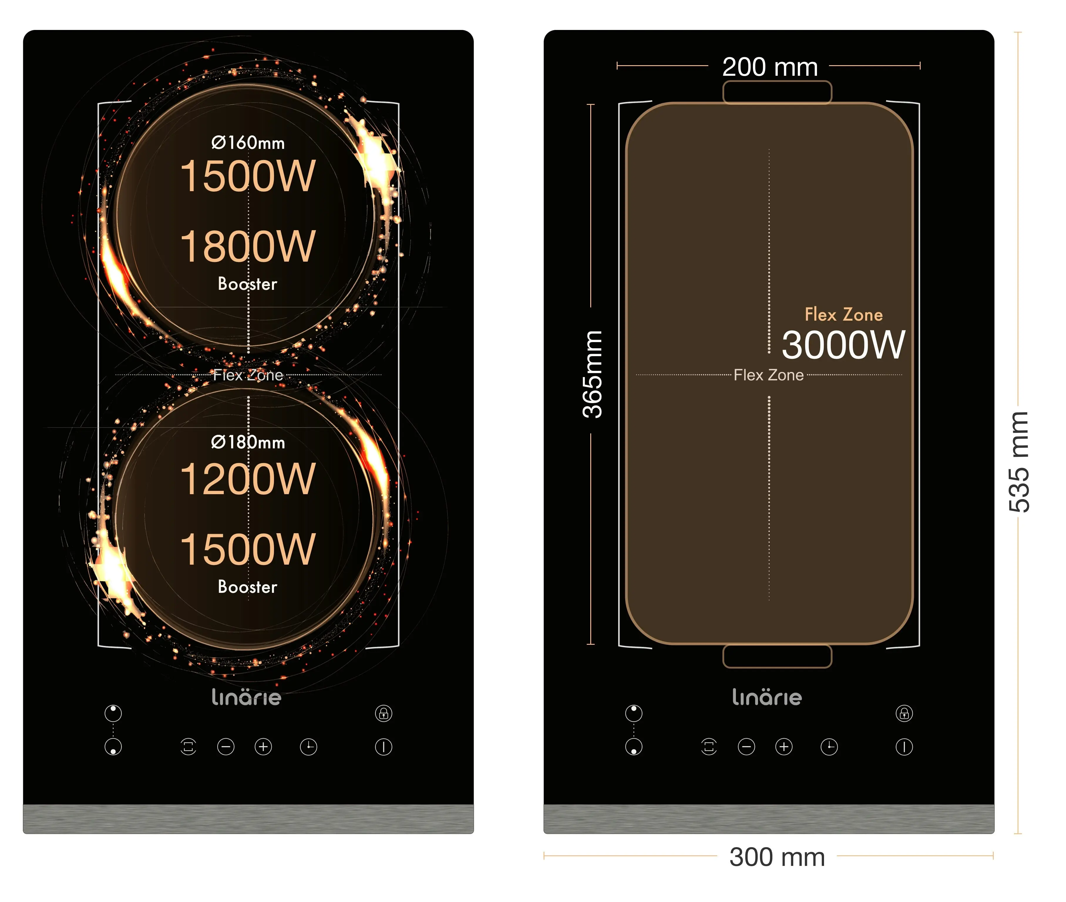 Linarie 30cm Domino Induction Cooktop with Flex Zone