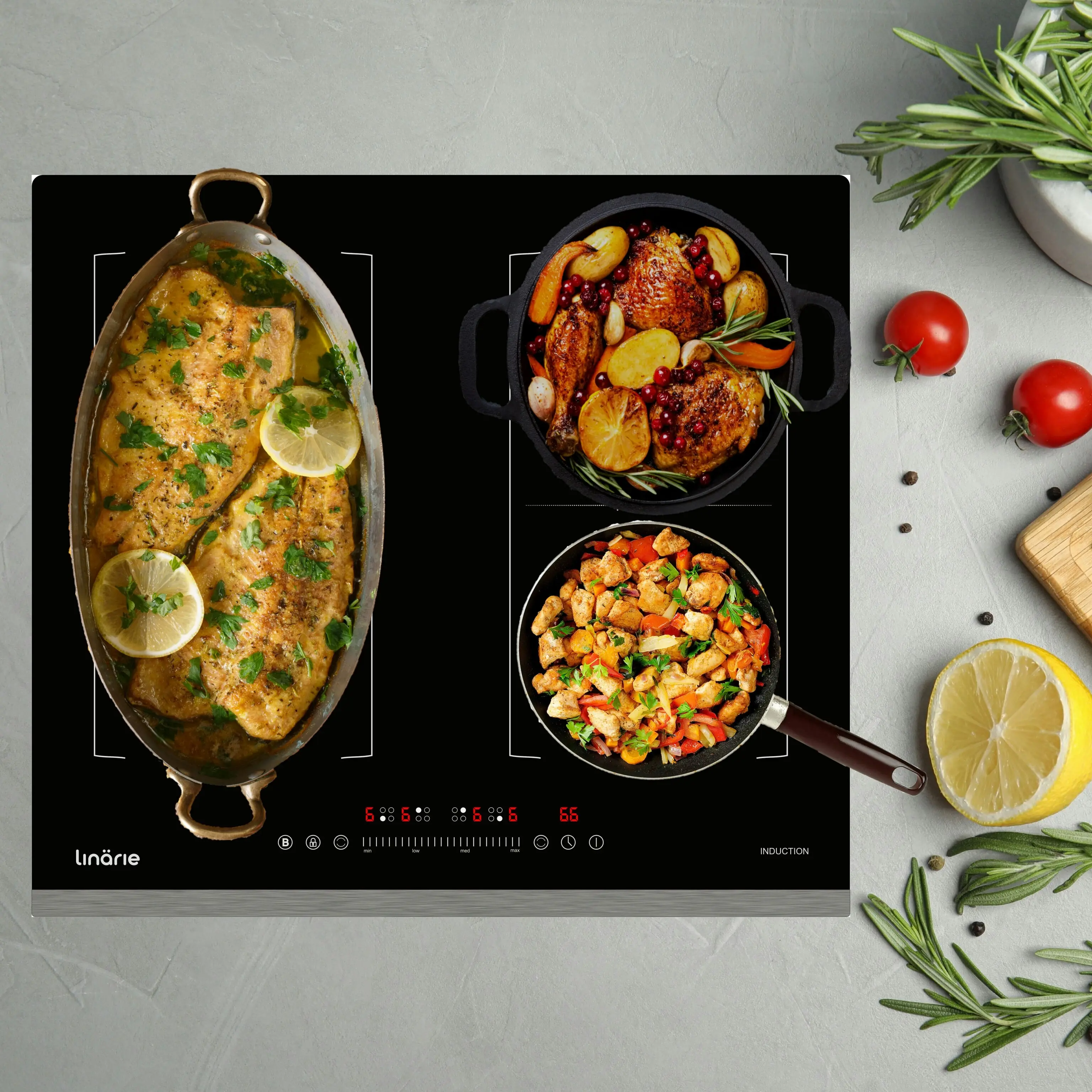 Linarie 60cm 4 Zone Induction Cooktop with Double Flex Zone