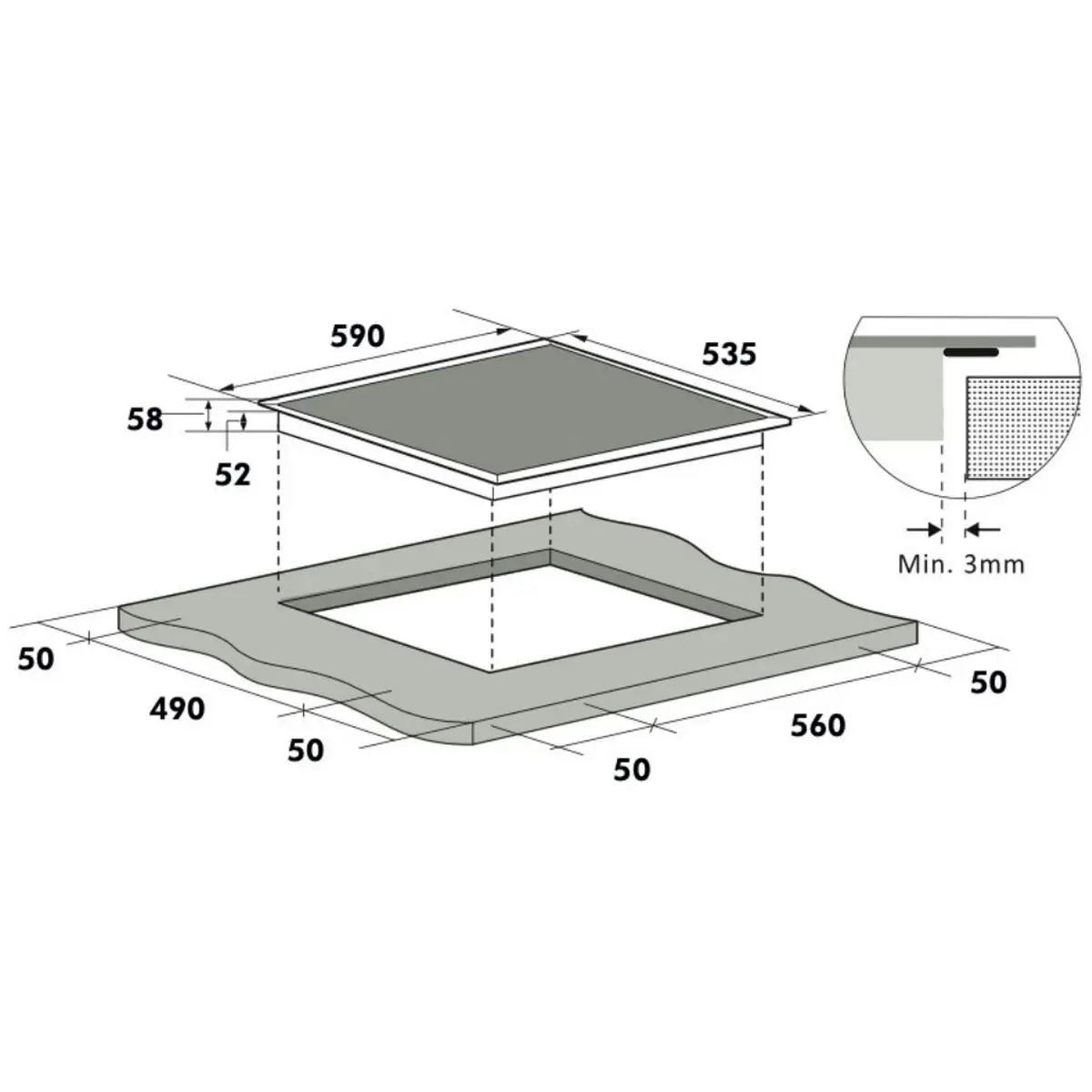 Linarie 60cm 4 Zone Induction Cooktop with Double Flex Zone