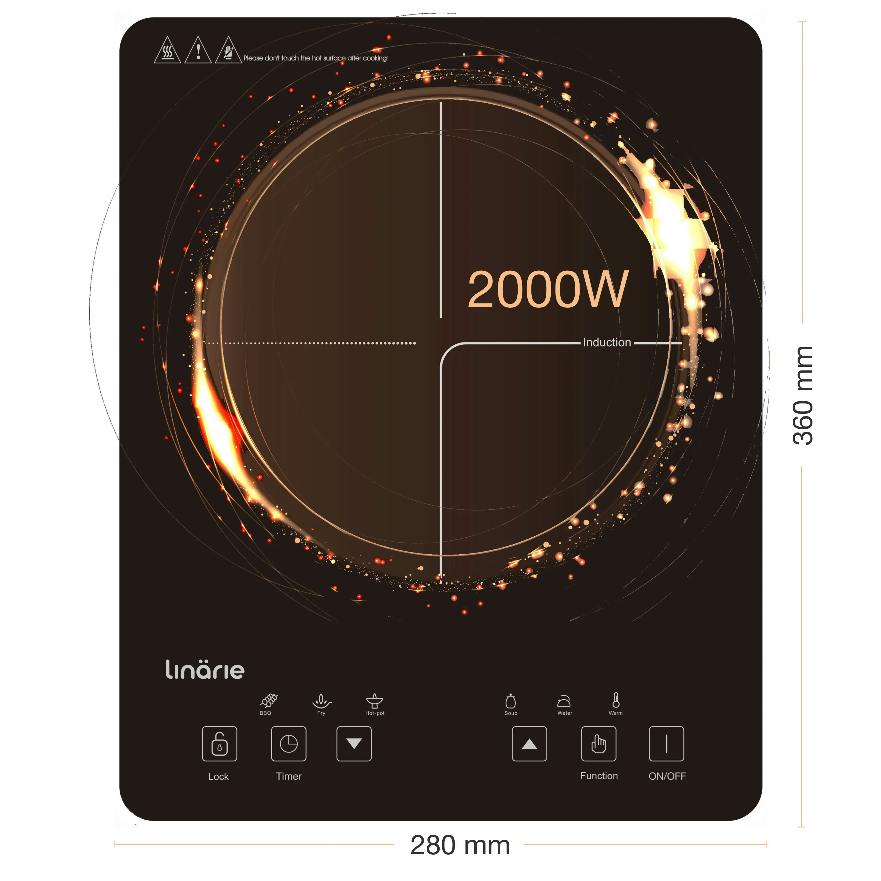 Linarie 30cm Portable Single Induction Cooktop with Smart Features